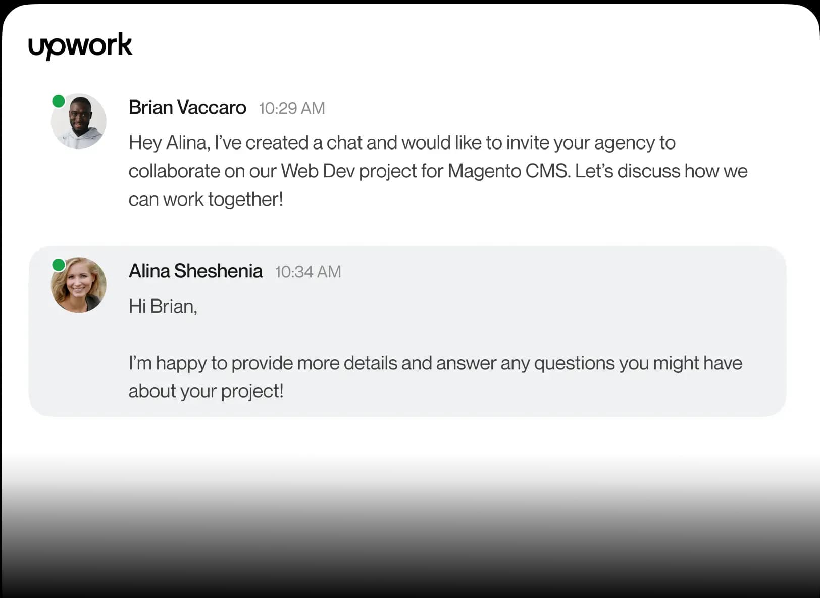 Upwork chat