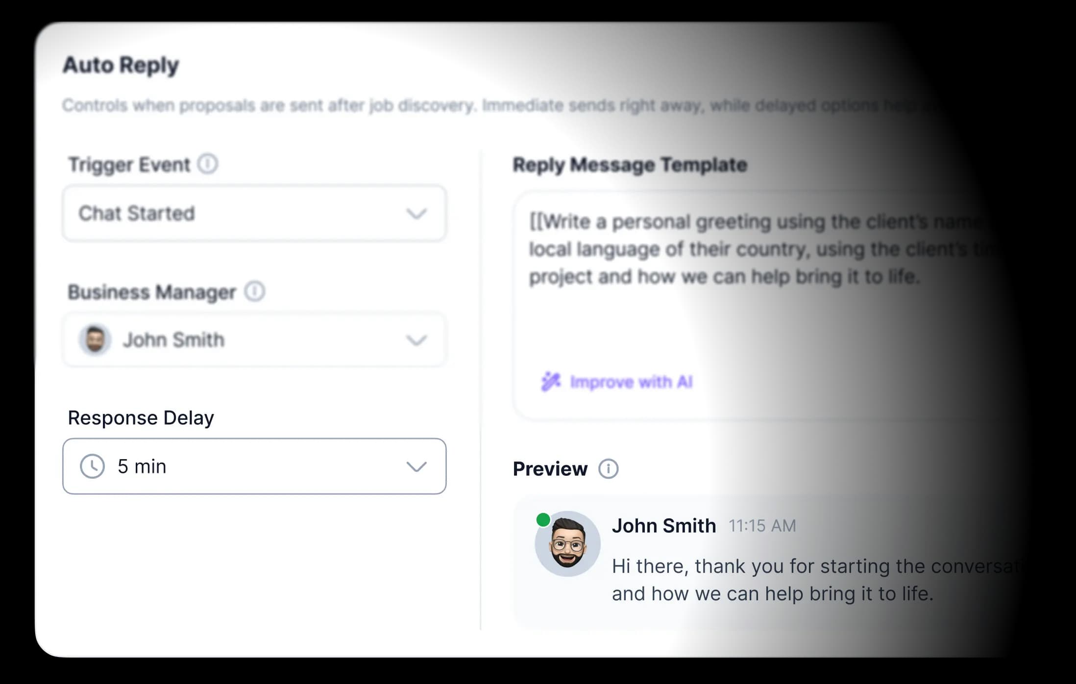 Auto reply settings